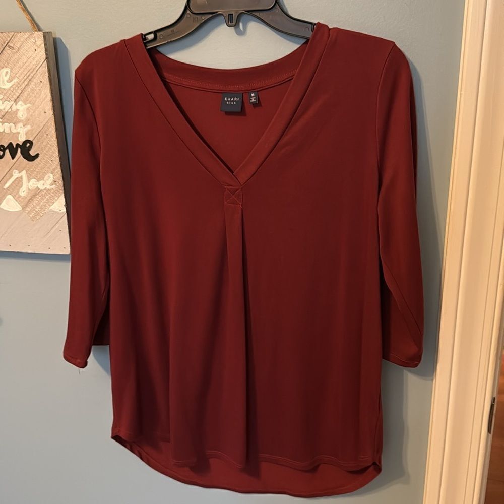 KAARI blue burgandy top - M